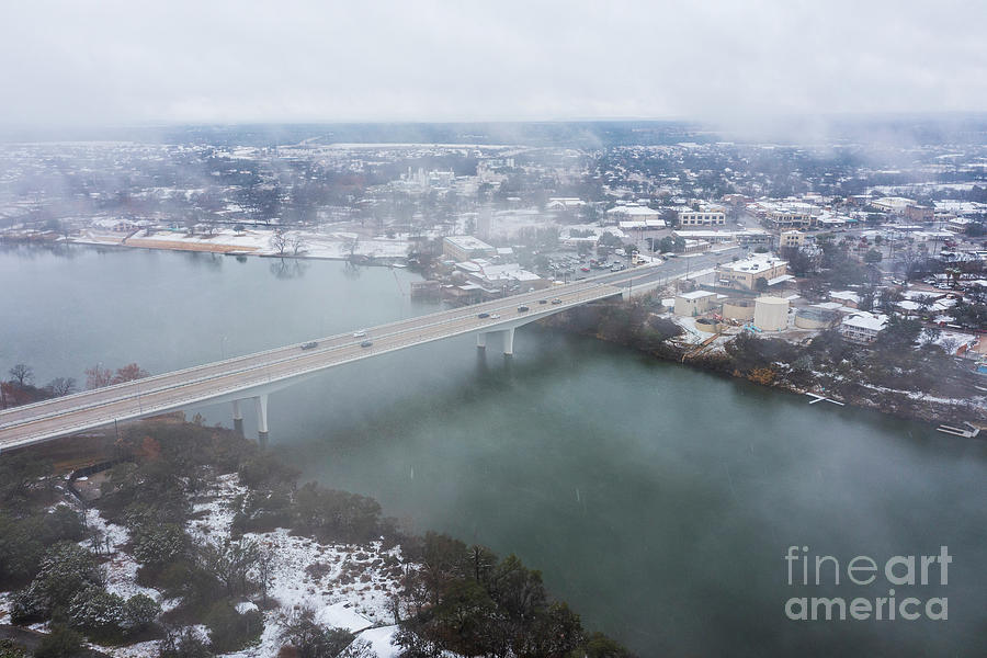 Snow Photograph - Marble Falls is blanked with snow during a severe Texas Snow and Ice Storm by Dan Herron