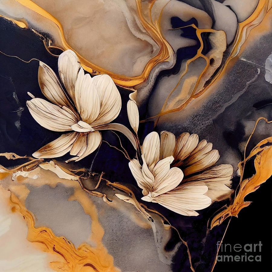 Marble flowers Painting by Jirka Svetlik