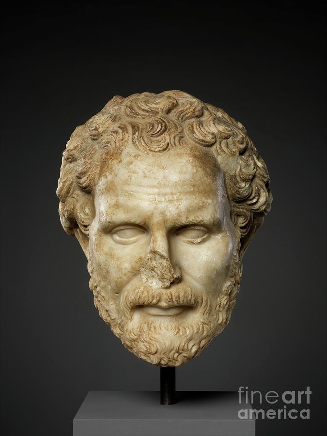 Marble head of Demosthenes, 2nd century AD Sculpture by Polyeuktos
