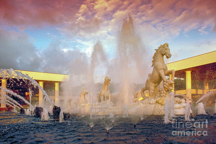 Marble Horses Rising in Fountain Photograph by David Zanzinger