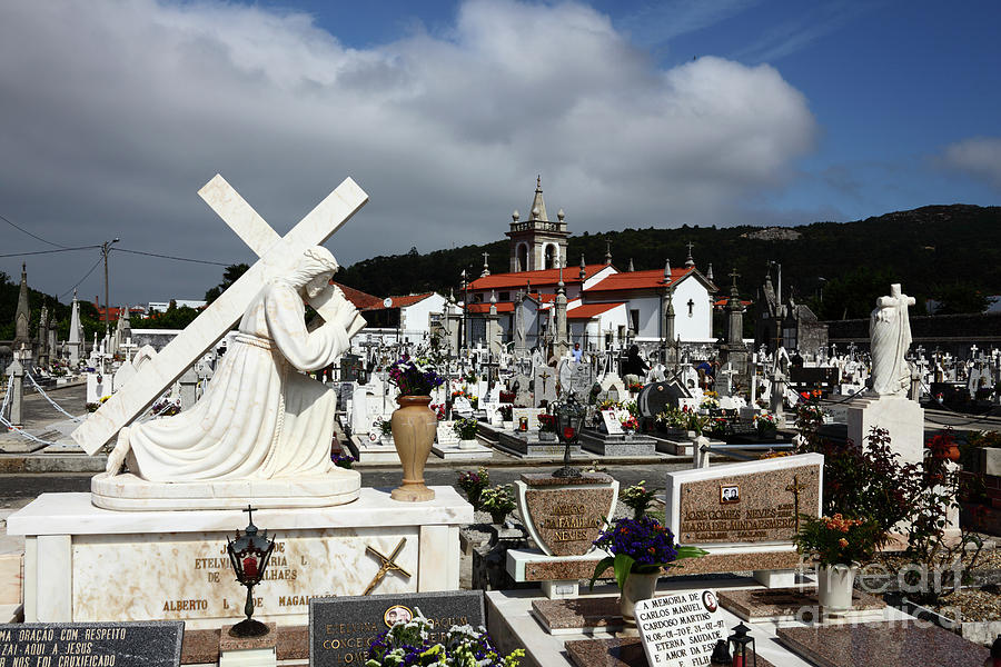 Marble Jesus Christ Statue in Cemetery Portugal Photograph by James Brunker
