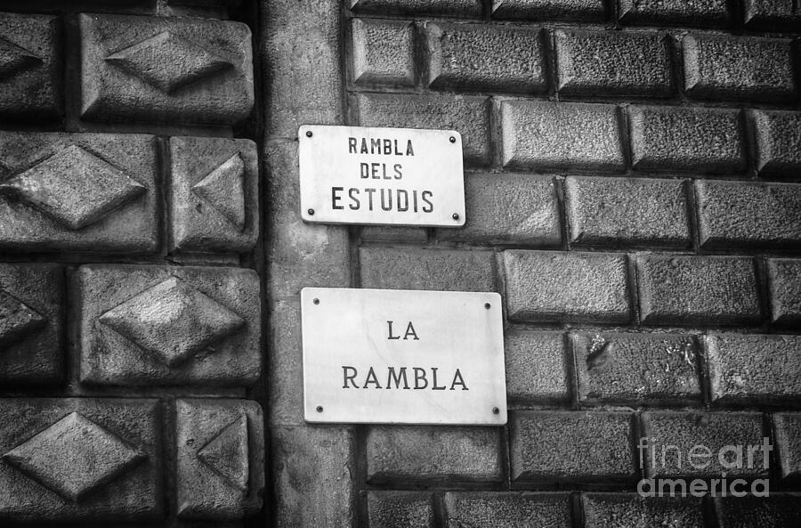 Marble street name plaque for La Rambla dels Estudis Barcelona Catalonia, Spain Photograph by Stefano Senise Marble street name plaque for La Rambla dels Estudis Barcelona Catalonia, Spain Photograph by Stefano Senise