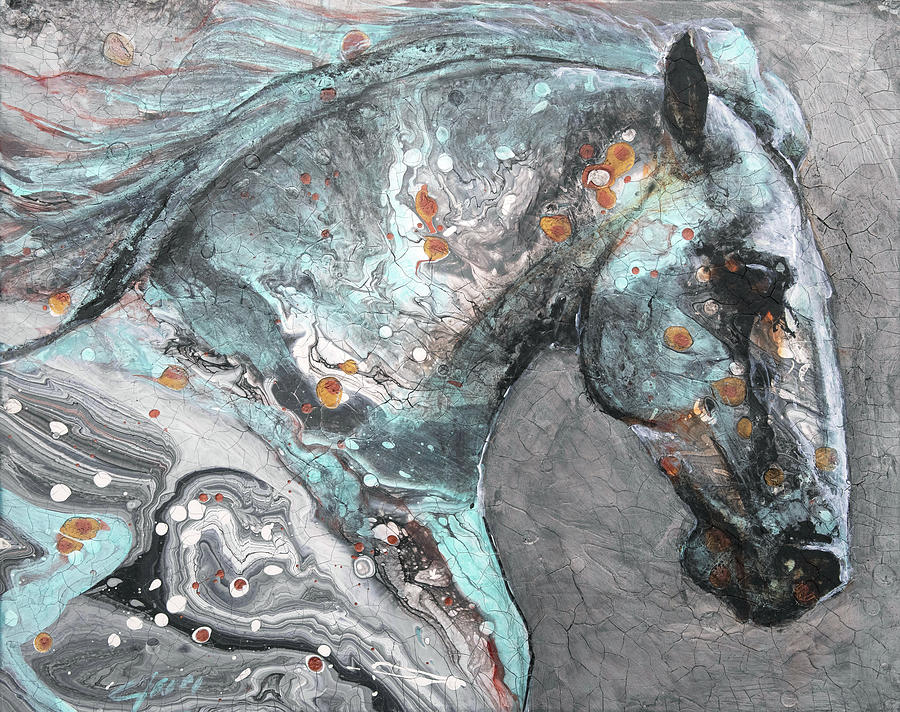 Marbled Dapple Stallion Painting by Jani Freimann