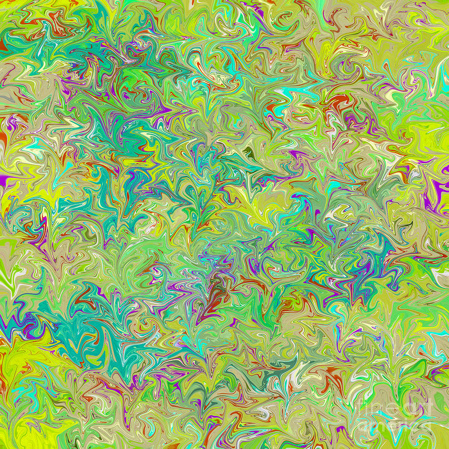 Marbled Paper in Greens and Blues Digital Art by Susan Vineyard