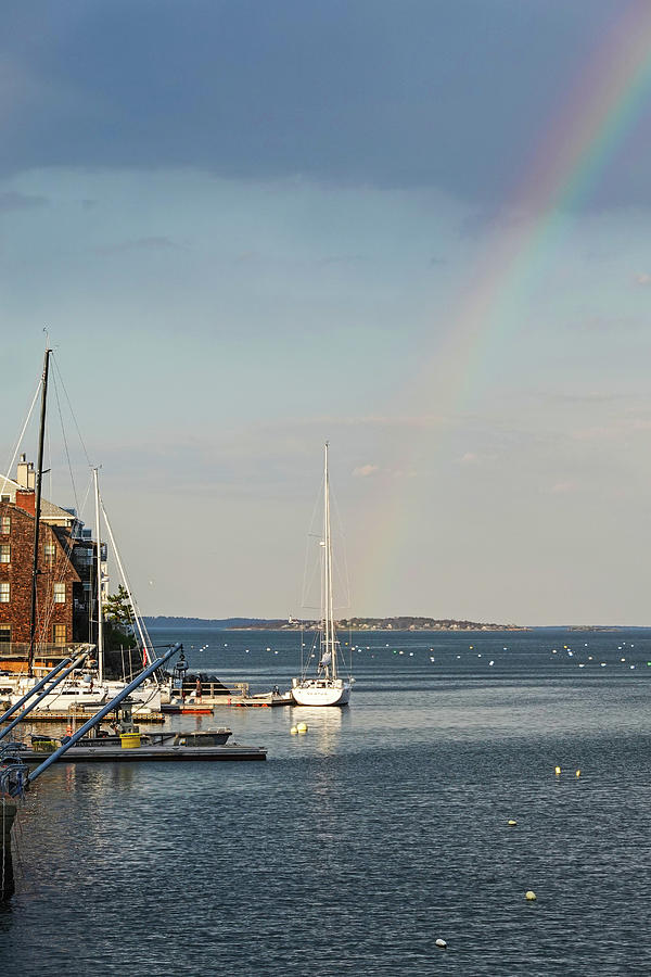 Marblehead Harbor Rainbow Marblehead Massachusetts Vertical Photograph by Toby McGuire