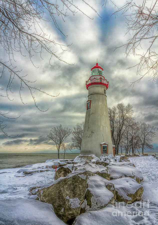 Marblehead Lighthouse in the Snow Photograph by Teresa Jack