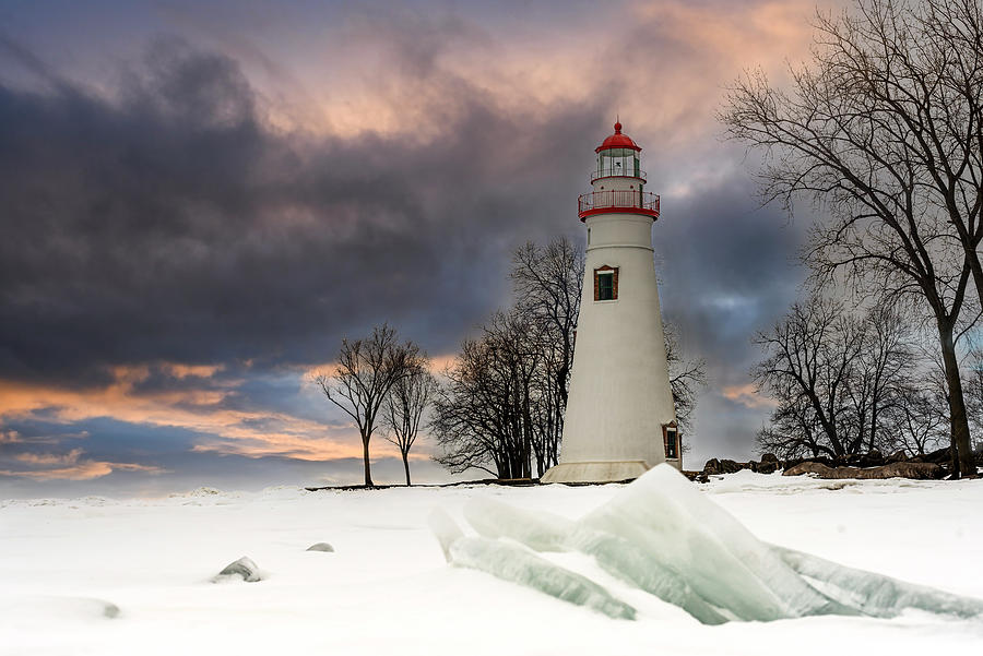 Marblehead Lighthouse Winter Photograph by James McClintock