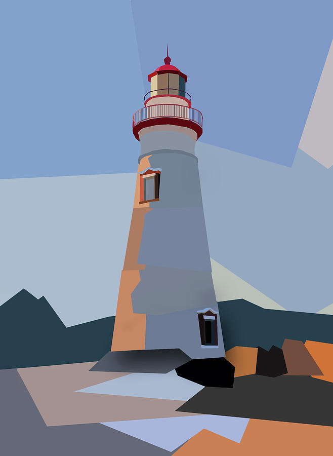 Marblehead Lighthouse Low Poly Art Digital Art by Dan Sproul