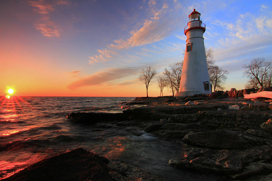 Marblehead Lighthouse Sunrise Panorama Photograph by Dan Sproul
