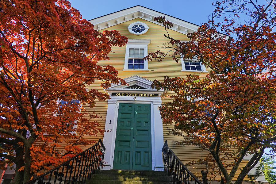 Marblehead MA Old Town House Autumn Trees Photograph by Toby McGuire
