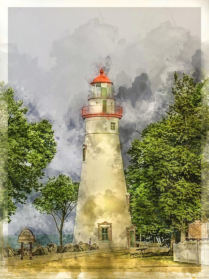 Marblehead Ohio Lighthouse Mixed Media by Pheasant Run Gallery