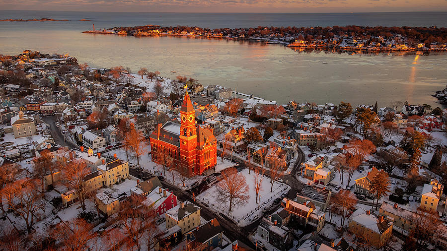 Marblehead's Abbott Hall at Sunset in Winter Photograph by Jeff Folger ...