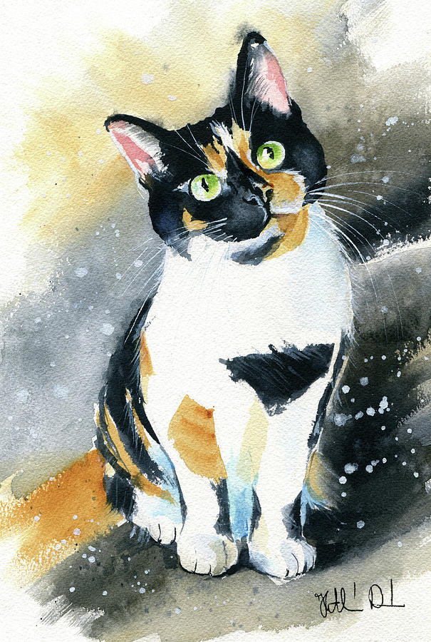 Cat Painting - Marbles Calico Cat Painting by Dora Hathazi Mendes
