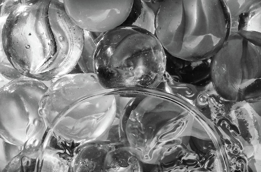 Marbles in a Mason Jar 2 BW 091722 Photograph by Mary Bedy
