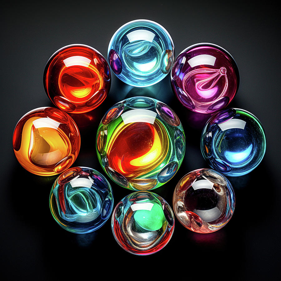 Marbles On Black Photograph by Mark Tisdale