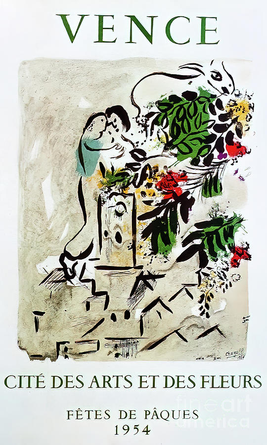 Marc Chagall Art Gallery Poster Vence  France 1954 Drawing by Marc Chagall