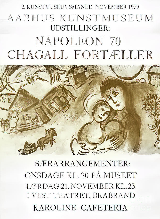 Marc Chagall Art Museum Poster Copenhagen 1970 Drawing by Marc Chagall
