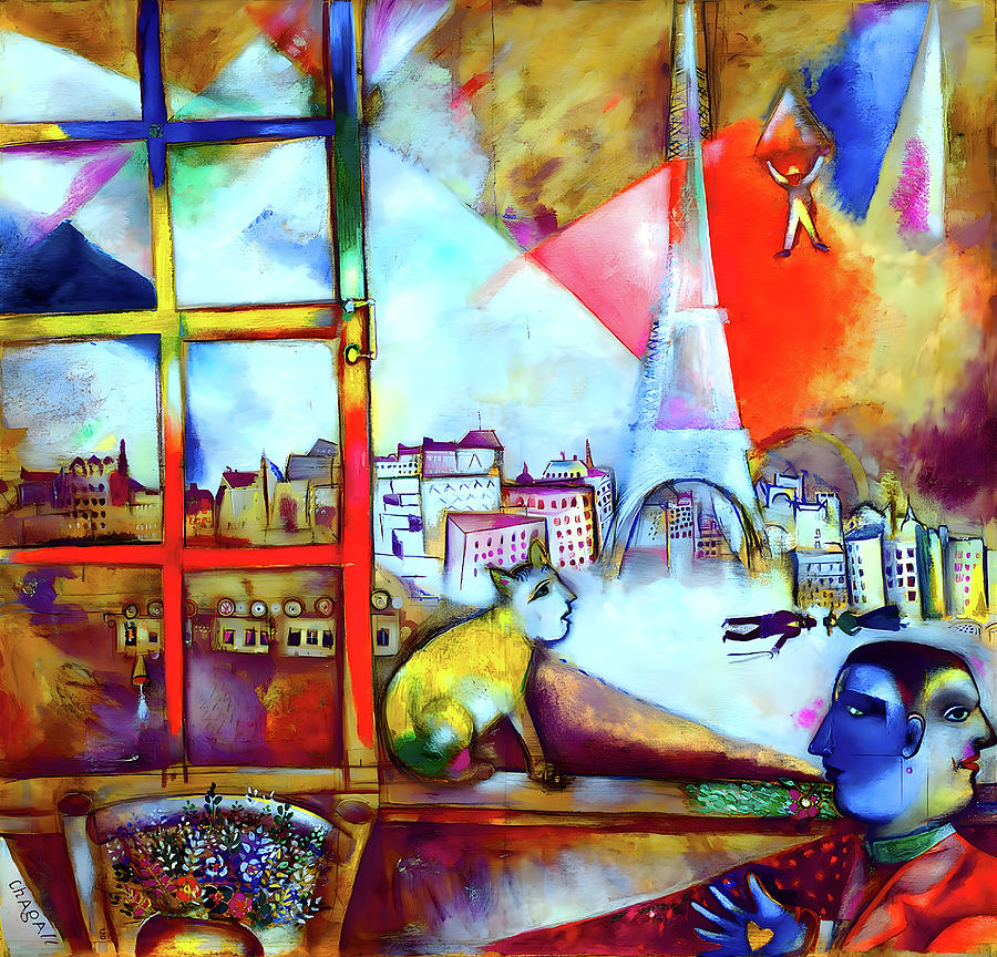 Marc Chagall - Paris Through the Window Painting by Jon Baran