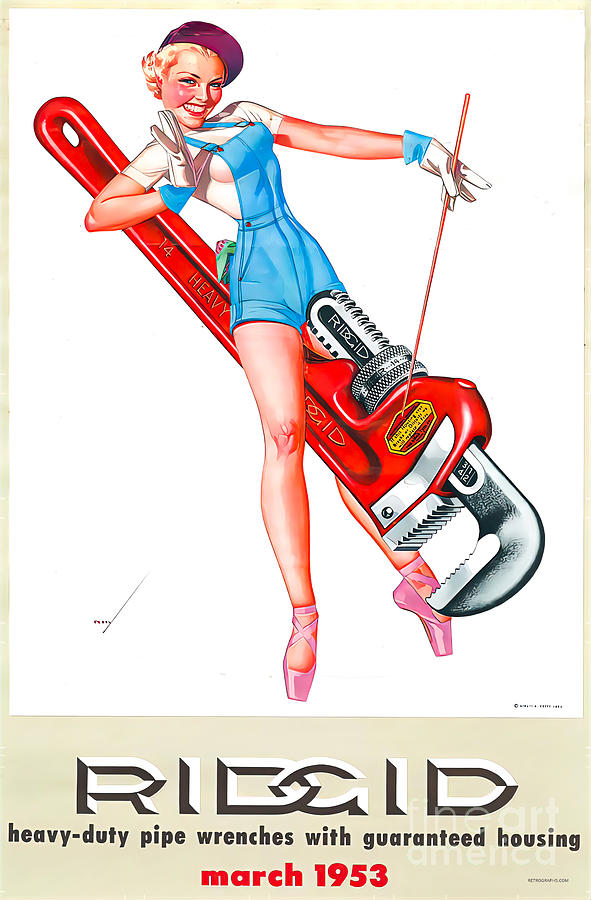 March 1953 Ridgid Tool Calendar Painting by George Petty