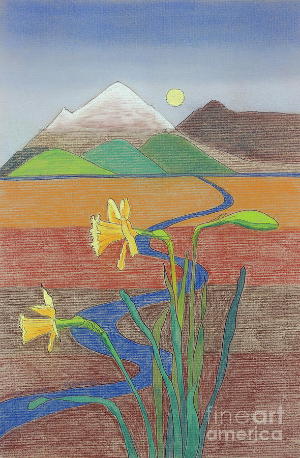 March Daffodil Landscape Painting by Norma Appleton