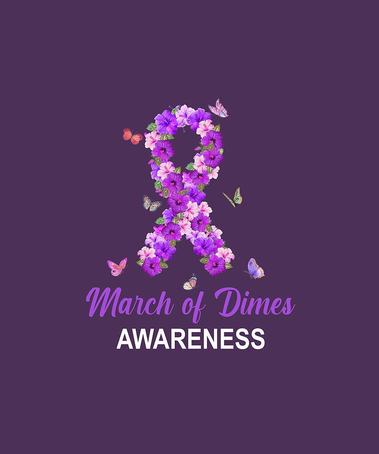 March Of Dimes Awareness Ribbon Tshirt Digital Art by Felix Fine Art