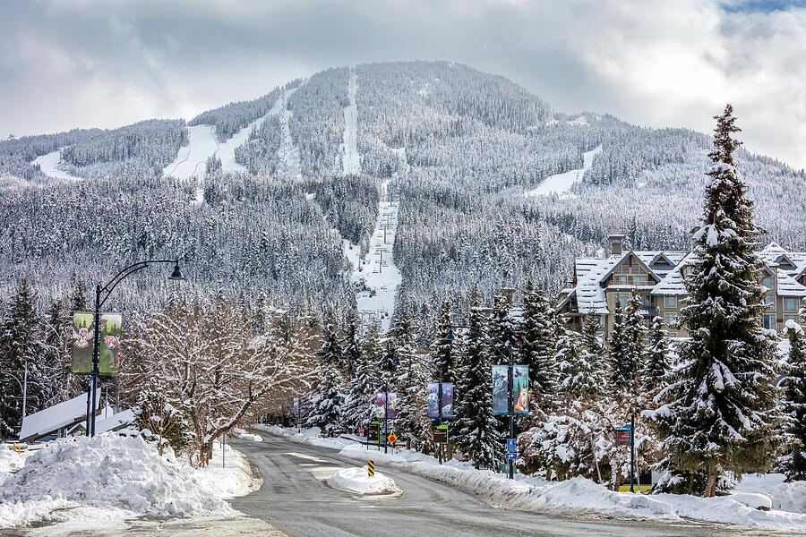 March Snowstorm in Whistler Village, BC Photograph by Pierre Leclerc Photography