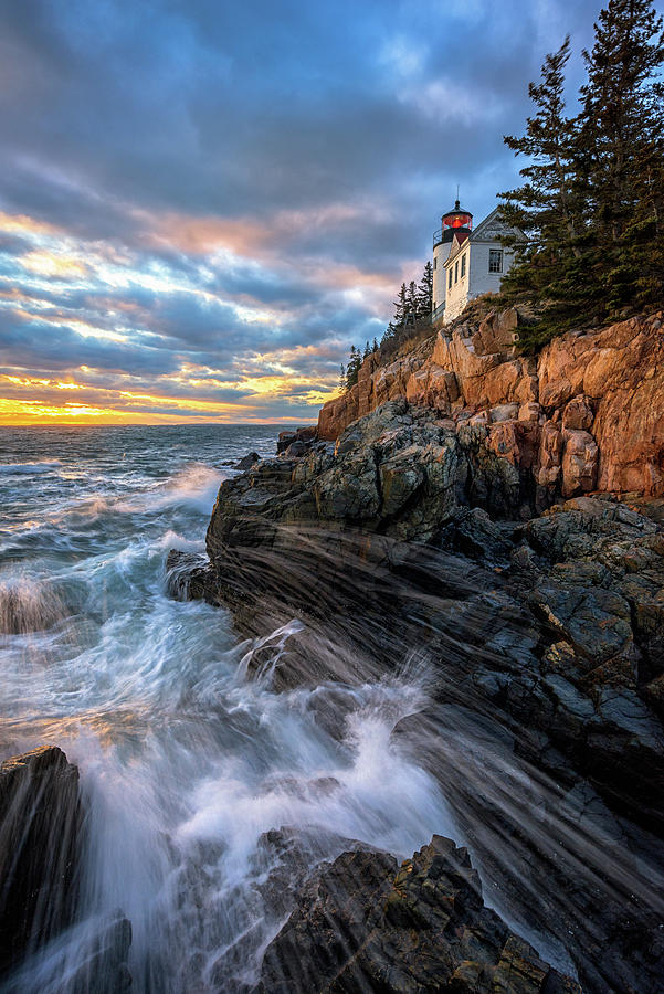 March Tides at Bass Harbor Head Light Photograph by Kristen Wilkinson