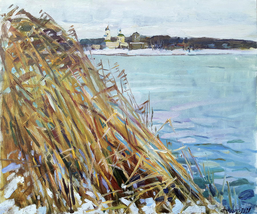 March. White lake. Painting by Juliya Zhukova
