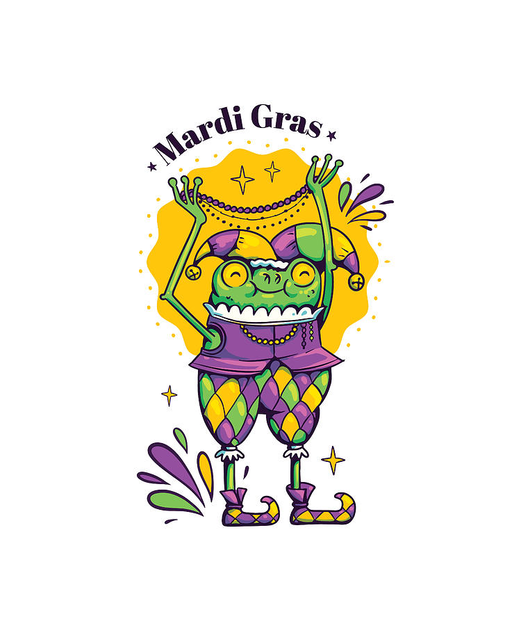 Mardi gras cartoon character celebrating colorful Digital Art by Norman