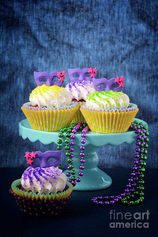 Mardi Gras Cupcakes Photograph by Milleflore Images