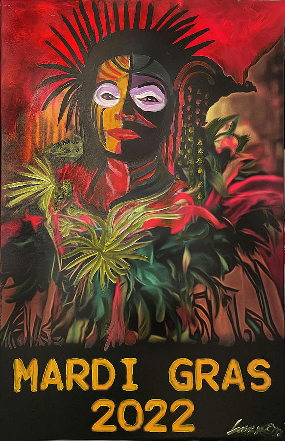 Mardi Gras Lady 2022 Painting by Amzie Adams