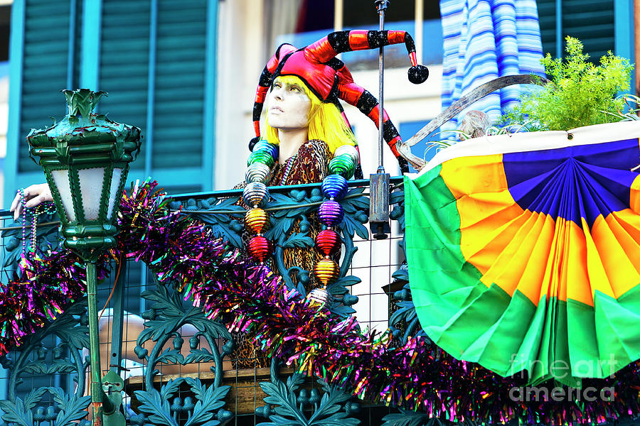 Architecture Photograph - Mardi Gras on the Balcony in New Orleans by John Rizzuto