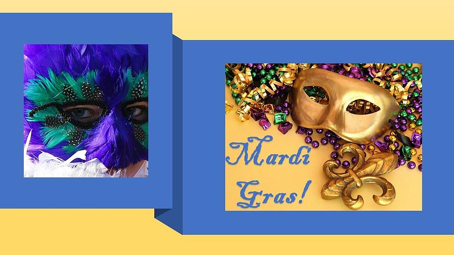 Mardis Gras in Blue Cube Mixed Media by Nancy Ayanna Wyatt