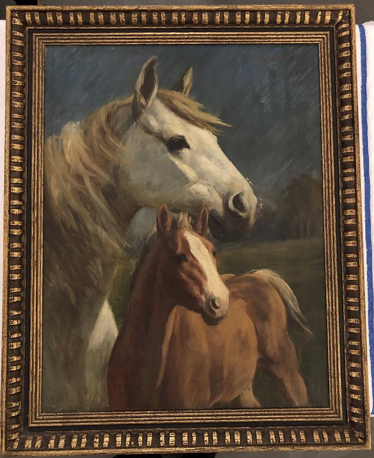 Mare and Foal Painting by Edwin Bottomly