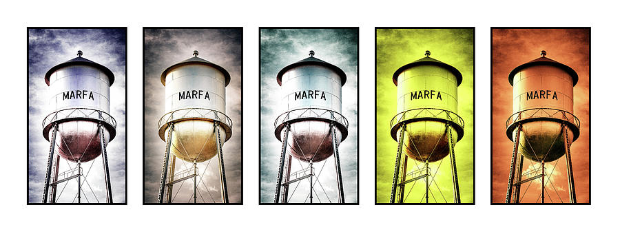 Marfa Water Tower Lights Photograph by Stephen Stookey