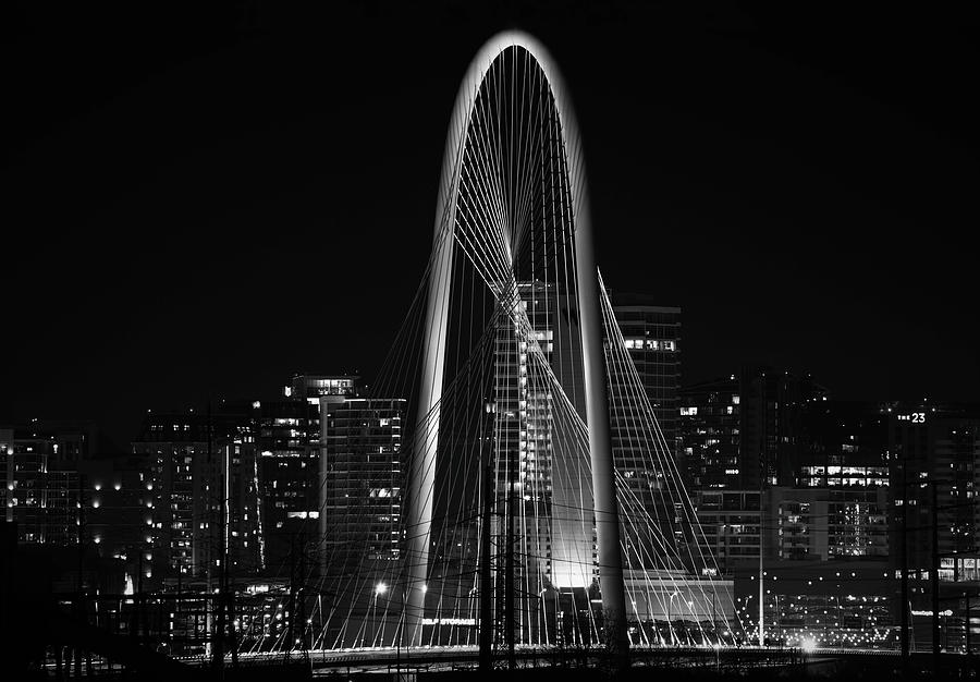 Black And White Photograph - Margaret Hunt Hill Bridge At Night by Dan Sproul