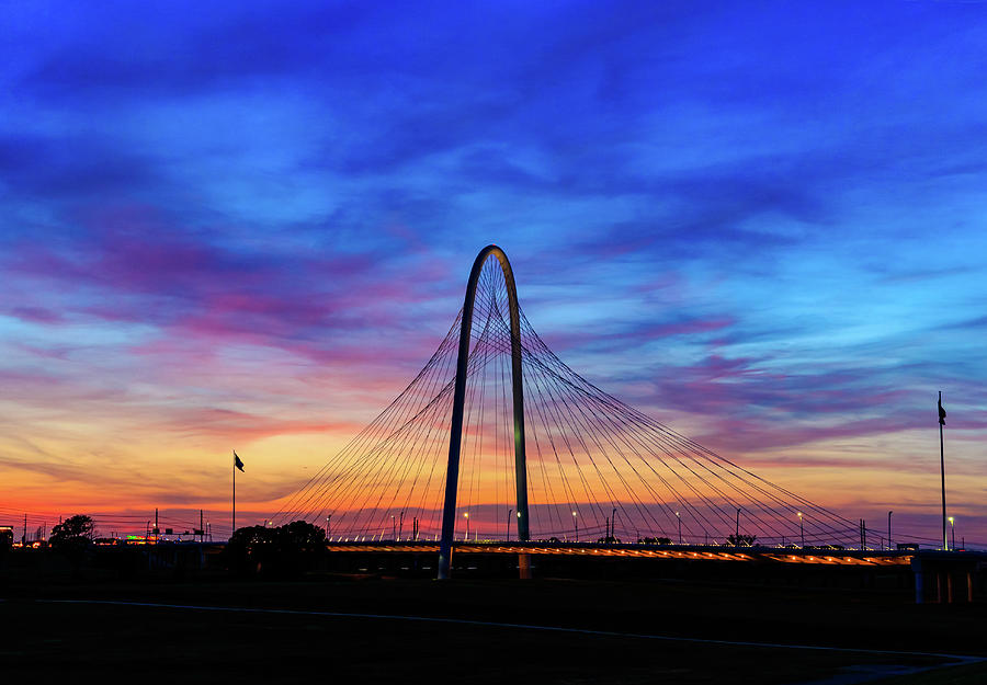 Margaret Hunt Hill bridge in Dallas Texas during the blue hour ...