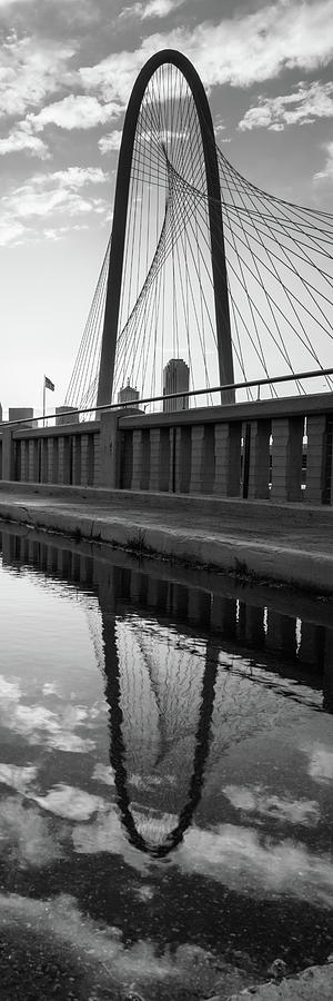 Margaret Hunt Hill Bridge Vertical Panorama - Dallas Texas Monochrome Photograph