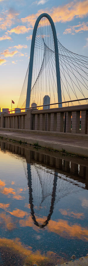 Margaret Hunt Hill Bridge Vertical Panorama - Dallas Texas Sunrise Photograph
