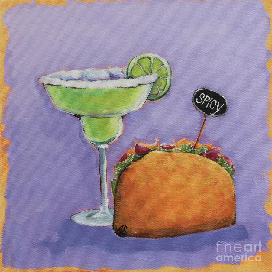 Margarita and Spicy Taco Painting by Lucia Stewart