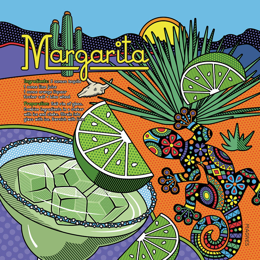 Cocktail Digital Art - Margarita with Recipe by Ron Magnes