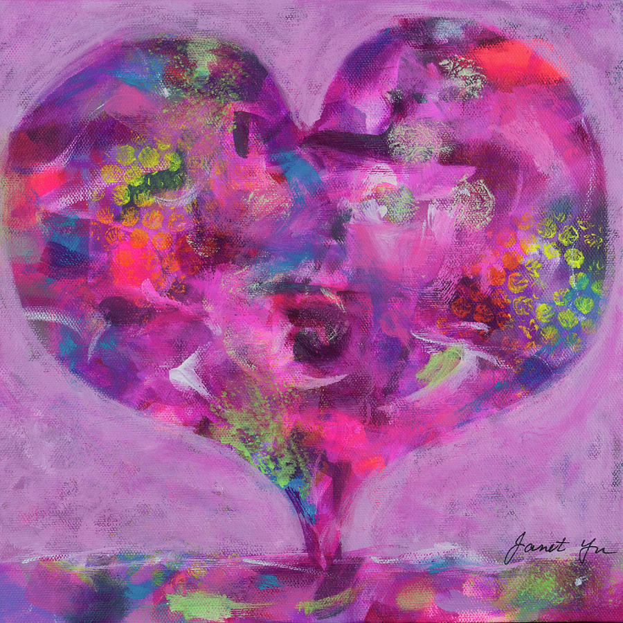 Margenta Heart Painting by Janet Yu