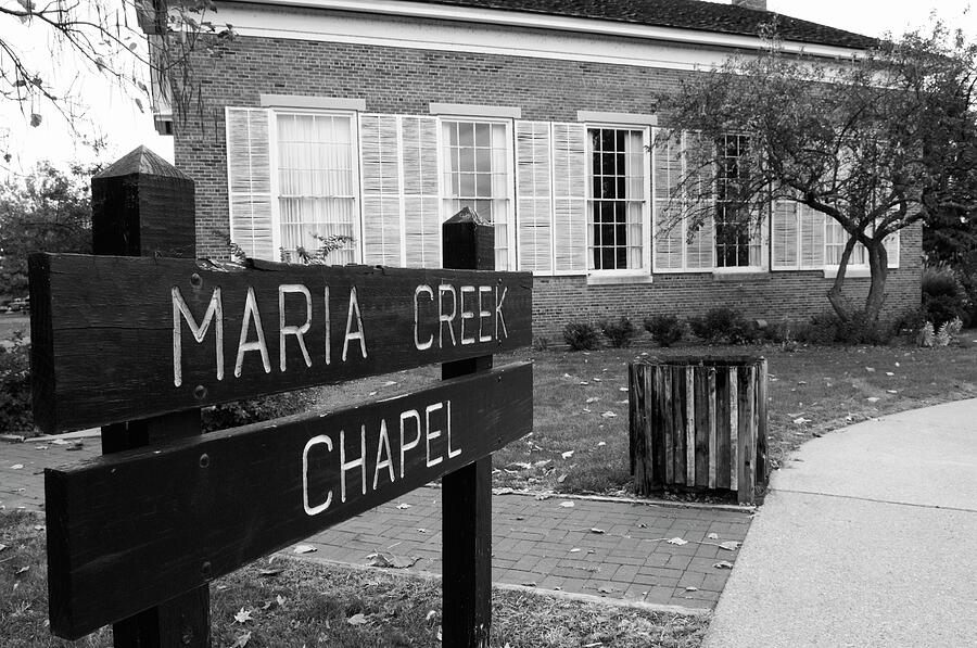 Maria Creek Chapel at Vincennes University Indiana BW Photograph by Bob Pardue