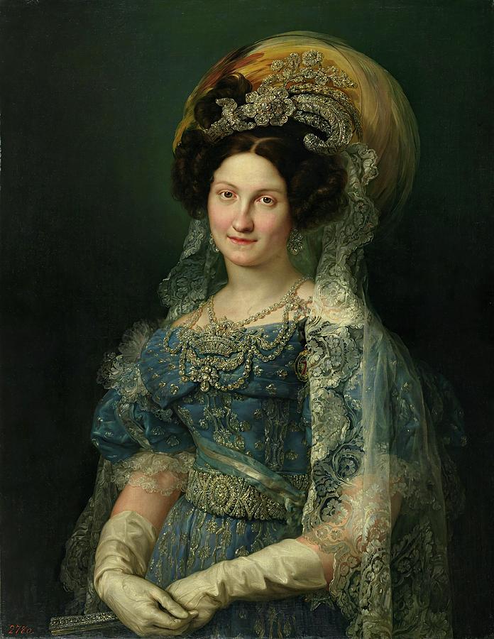 Maria Cristina de Bourbon, Queen of Spain, 1830, Spanish School. Painting by Vicente Lopez Portana -1772-1850-