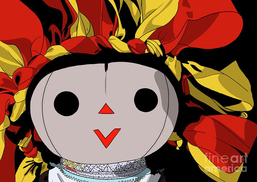 Maria Doll yellow red Digital Art by Marisol VB Maria Doll yellow red Digital Art by Marisol VB