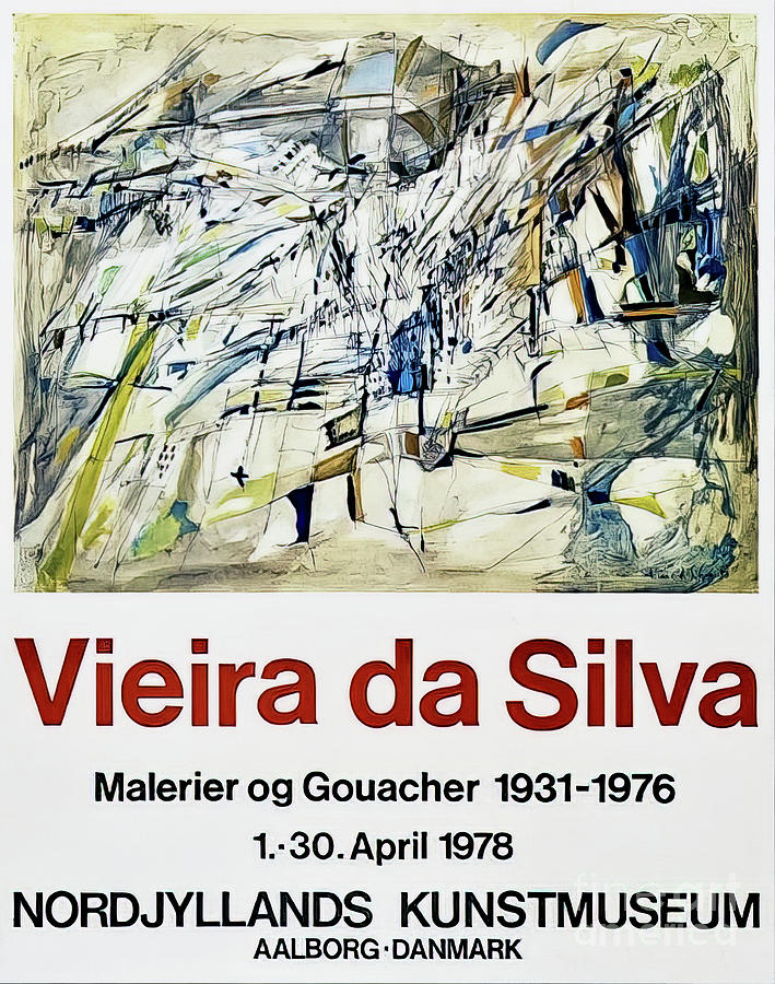 Maria Helena Vieira da Silva Art Exhibition Poster Copenhagen 19 Drawing by M G Whittingham