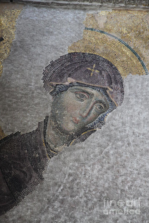 Maria - Part Of The Deesis Mosaic - Hagia Sophia Istanbul Photograph by Christiane Schulze Art And Photography