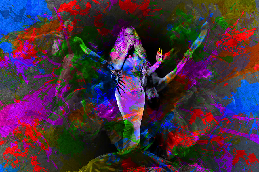 Mariah Carey Mixed Media - Mariah Carey Paint Splatters Music Watercolor Portrait by Design Turnpike