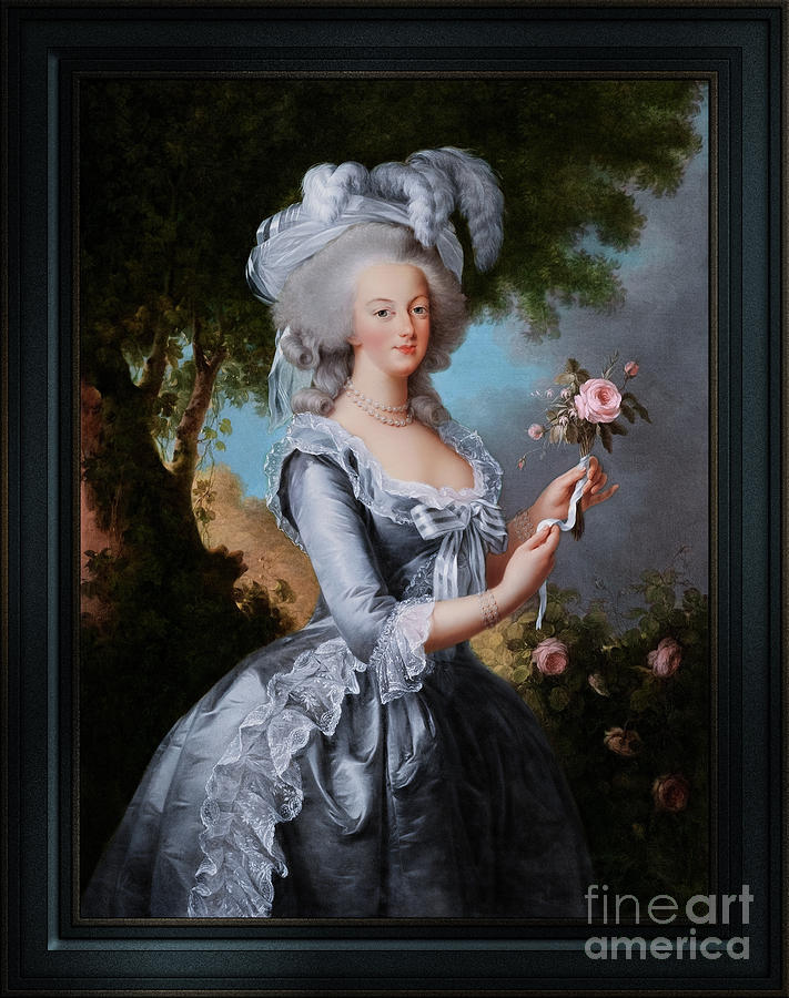 Marie Antoinette with a Rose by Elisabeth-Louise Vigee Le Brun Remastered Xzendor7 Reproductions Painting by Xzendor7