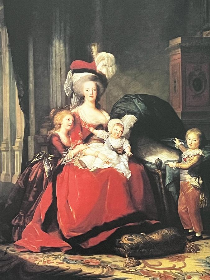 Marie Antoinette with her children Drawing by Clu